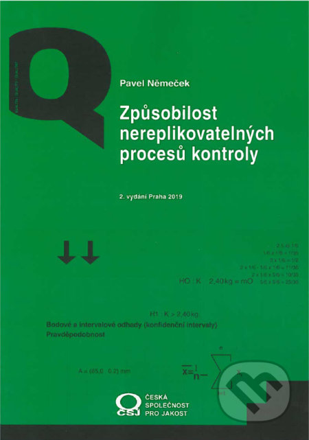 Kniha: Způsobilost nereplikovatelných procesů kontroly (Pavel Němeček). Česká společnost pro jakost, 2019 Kniha: Způsobilost nereplikovatelných procesů kontroly (Pavel Němeček). Česká společnost pro jakost, 2019