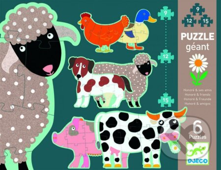 Puzzle: Obrovské progresívne puzzle:Honoré a priatelia (Djeco). Djeco, 2019 Puzzle: Obrovské progresívne puzzle:Honoré a priatelia (Djeco). Djeco, 2019