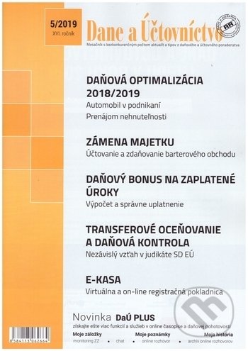 Dane a účtovníctvo 5/2019 (Poradca podnikateľa). Poradca podnikateľa, 2019 Dane a účtovníctvo 5/2019 (Poradca podnikateľa). Poradca podnikateľa, 2019