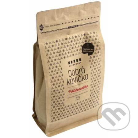 Kávy a čaje: Dobrá kávička Päťdesiatka 500g (Cafepoint). Cafepoint, 2019 Kávy a čaje: Dobrá kávička Päťdesiatka 500g (Cafepoint). Cafepoint, 2019