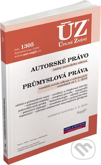 Kniha: ÚZ č. 1305 - Autorské právo, Průmyslová práva (Sagit). Sagit, 2019 Kniha: ÚZ č. 1305 - Autorské právo, Průmyslová práva (Sagit). Sagit, 2019