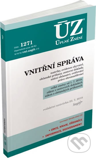 Kniha: ÚZ č. 1271 - Vnitřní správa (Sagit). Sagit, 2018 Kniha: ÚZ č. 1271 - Vnitřní správa (Sagit). Sagit, 2018