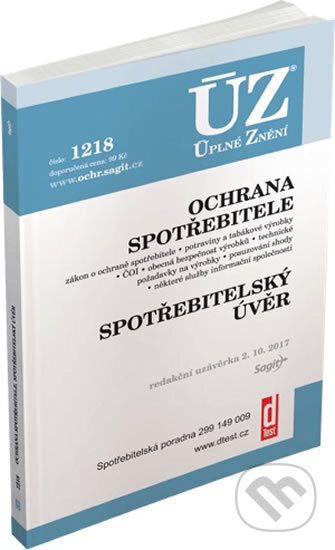 Kniha: ÚZ č. 1218 - Ochrana spotřebitele (Sagit). Sagit, 2017 Kniha: ÚZ č. 1218 - Ochrana spotřebitele (Sagit). Sagit, 2017