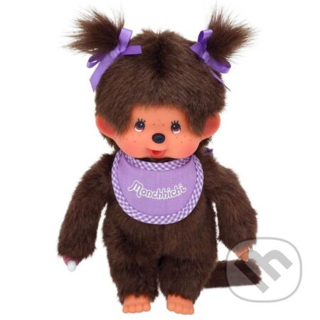 Mončiči dievča s fialovým podbradníkom 20cm (Monchhichi). Monchhichi, 2019 Mončiči dievča s fialovým podbradníkom 20cm (Monchhichi). Monchhichi, 2019