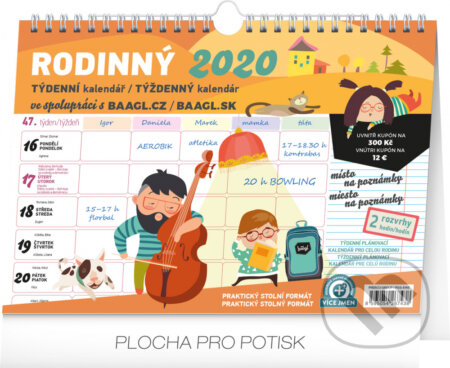 Týdenní kalendář / Týždenný kalendár rodinný 2020, Presco Group, 2019
