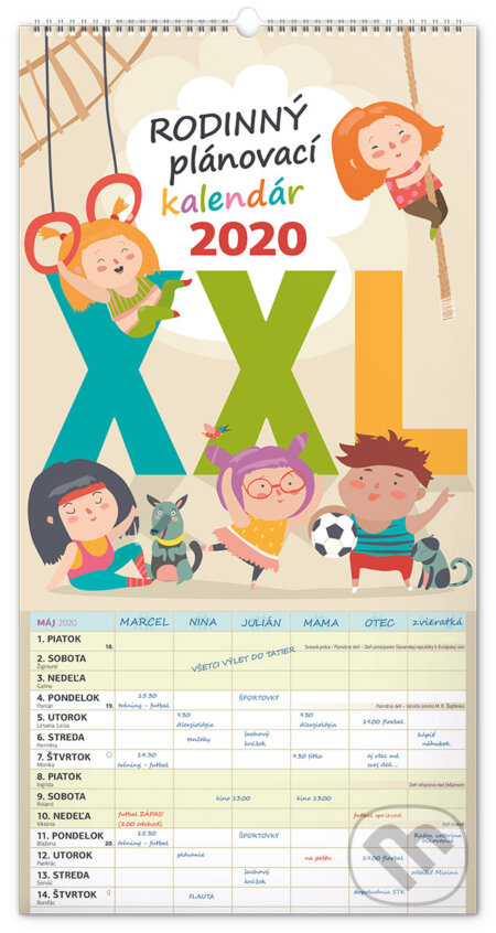 Nástenný rodinný plánovací kalendár 2020 XXL, Presco Group, 2019