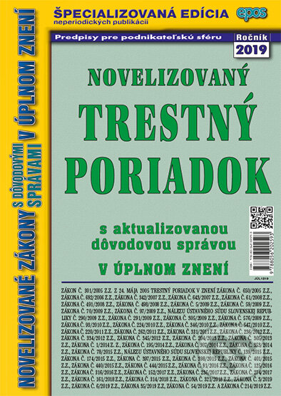 Kniha: Novelizovaný Trestný poriadok (Epos). Epos, 2019 Kniha: Novelizovaný Trestný poriadok (Epos). Epos, 2019