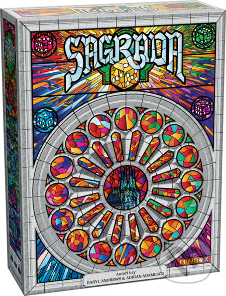 Spoločenská hra: Sagrada CZ (Adrian Adamescu a Daryl Andrews). Mindok, 2019 Spoločenská hra: Sagrada CZ (Adrian Adamescu a Daryl Andrews). Mindok, 2019