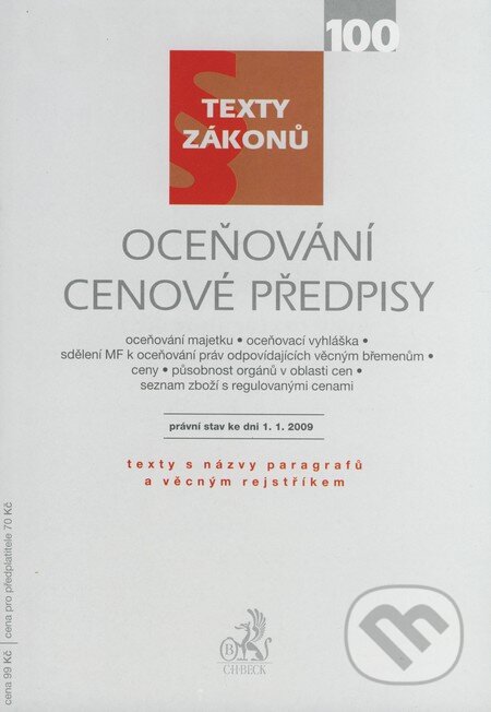 Kniha: Oceňování, cenové předpisy (C. H. Beck). C. H. Beck, 2009 Kniha: Oceňování, cenové předpisy (C. H. Beck). C. H. Beck, 2009
