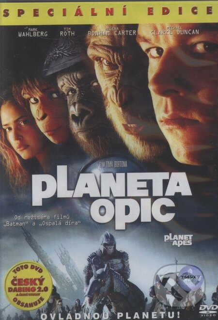 Film: Planéta opíc (2001) (Franklin J. Schaffner a Tim Burton) (DVD). Bonton Film, 2001 Film: Planéta opíc (2001) (Franklin J. Schaffner a Tim Burton) (DVD). Bonton Film, 2001