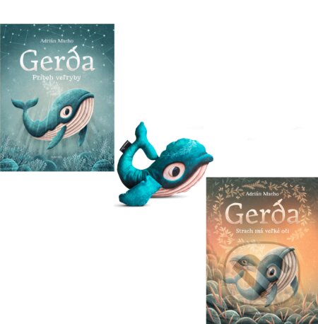 Kniha: Gerda: Príbeh veľryby + Strach má veľké oči + vankúšik (kolekcia) (Adrián Macho). Albatros SK, 2019 Kniha: Gerda: Príbeh veľryby + Strach má veľké oči + vankúšik (kolekcia) (Adrián Macho). Albatros SK, 2019