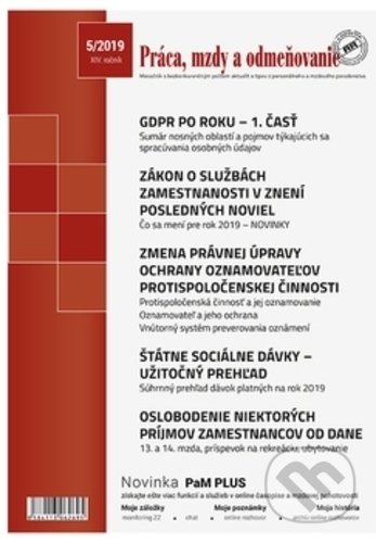 Práca, mzdy a odmeňovanie 5/2019 (Poradca podnikateľa). Poradca podnikateľa, 2019 Práca, mzdy a odmeňovanie 5/2019 (Poradca podnikateľa). Poradca podnikateľa, 2019