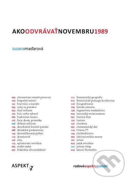 E-kniha: Ako odvrávať novembru 1989 (Zuzana Maďarová). Aspekt, 2019 E-kniha: Ako odvrávať novembru 1989 (Zuzana Maďarová). Aspekt, 2019