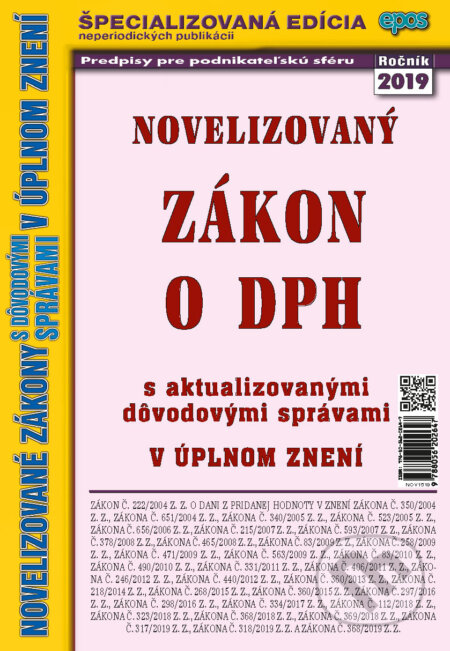 Kniha: Novelizovaný Zákon o DPH (Epos). Epos, 2019 Kniha: Novelizovaný Zákon o DPH (Epos). Epos, 2019