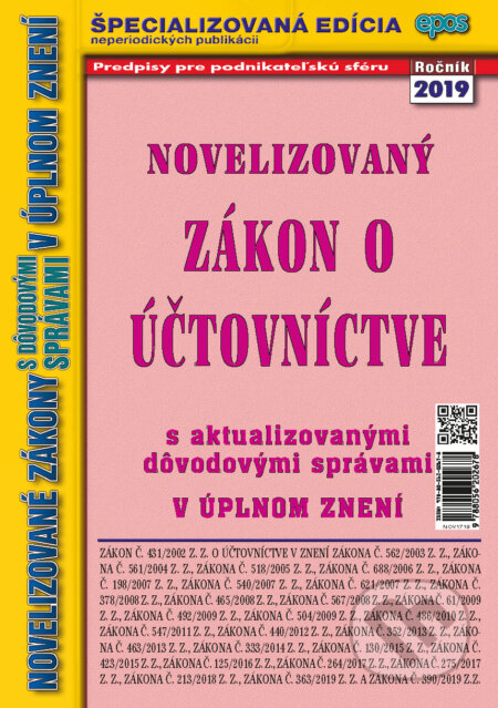 Kniha: Novelizovaný Zákon o účtovníctve (Epos). Epos, 2019 Kniha: Novelizovaný Zákon o účtovníctve (Epos). Epos, 2019