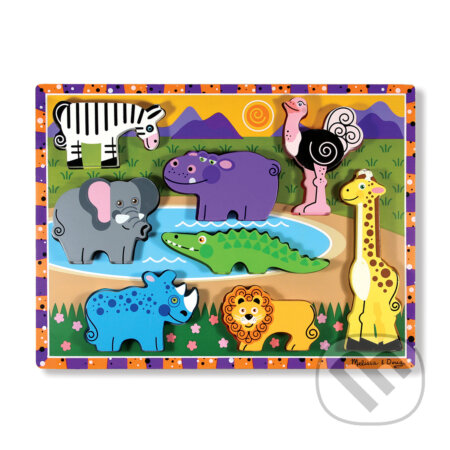 Zvieratká zo safari - drevené kusové puzzle, Melissa and Doug, 2019