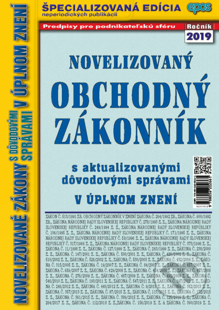 Kniha: Novelizovaný Obchodný zákonník (Epos). Epos, 2019 Kniha: Novelizovaný Obchodný zákonník (Epos). Epos, 2019