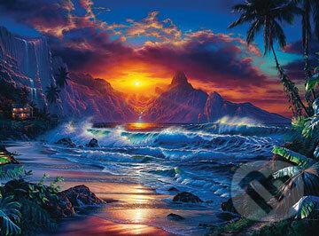 Puzzle: Západ slnka na pláži (travel puzzle) (Ravensburger). Ravensburger Puzzle: Západ slnka na pláži (travel puzzle) (Ravensburger). Ravensburger