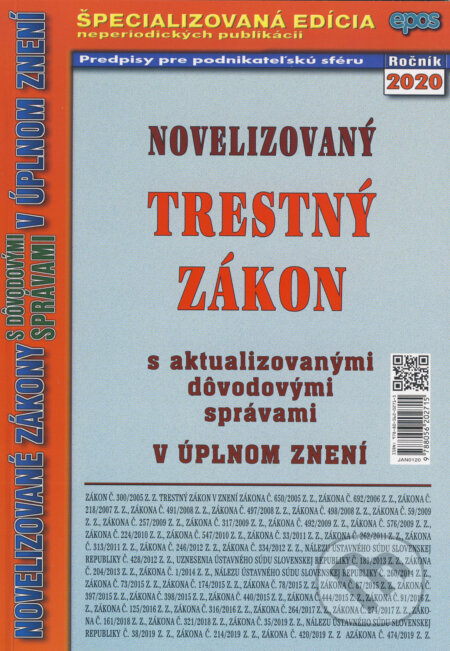 Kniha: Novelizovaný Trestný zákon (Epos). Epos, 2020 Kniha: Novelizovaný Trestný zákon (Epos). Epos, 2020