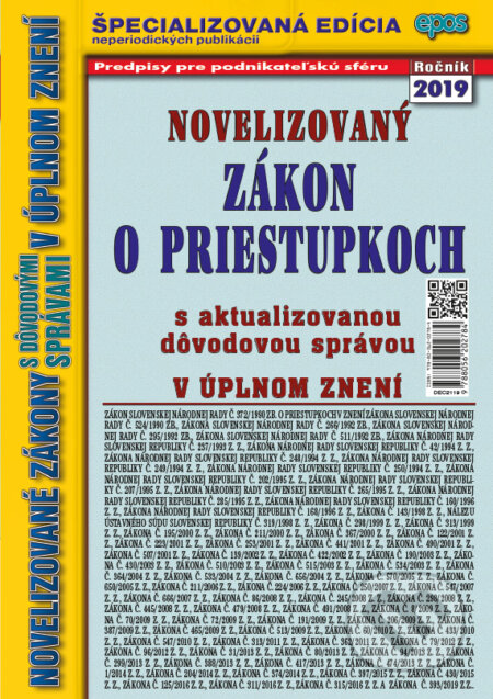 Kniha: Novelizovaný Zákon o priestupkoch (Epos). Epos, 2020 Kniha: Novelizovaný Zákon o priestupkoch (Epos). Epos, 2020