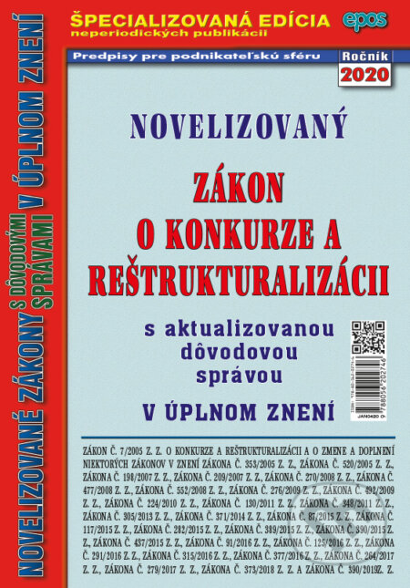 Kniha: Novelizovaný Zákon o konkurze a reštrukturalizácii (Epos). Epos, 2020 Kniha: Novelizovaný Zákon o konkurze a reštrukturalizácii (Epos). Epos, 2020
