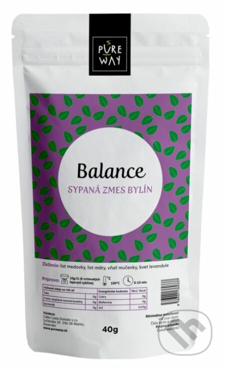 Kávy a čaje: Balance - sypaný bylinný čaj (Pure Way). Pure Way, 2020 Kávy a čaje: Balance - sypaný bylinný čaj (Pure Way). Pure Way, 2020