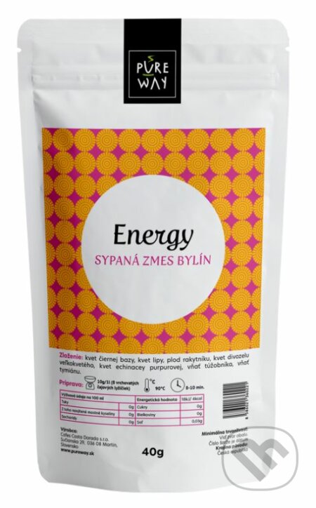 Kávy a čaje: Energy - sypaná zmes bylín (Pure Way). Pure Way, 2020 Kávy a čaje: Energy - sypaná zmes bylín (Pure Way). Pure Way, 2020