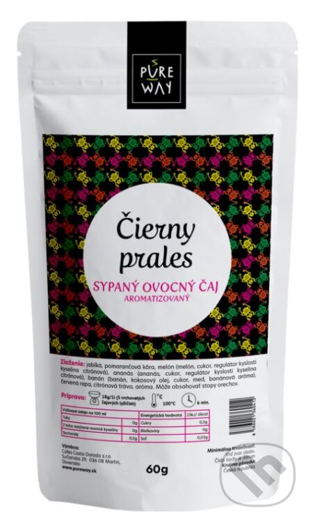 Kávy a čaje: Čierny prales - sypaný ovocný čaj aromatizovaný (Pure Way). Pure Way, 2020 Kávy a čaje: Čierny prales - sypaný ovocný čaj aromatizovaný (Pure Way). Pure Way, 2020