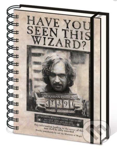 A5 blok-zápisník Harry Potter: Wanted Sirius Black kroužková vazba (14,8 x 21 cm) (Harry Potter). Harry Potter, 2017 A5 blok-zápisník Harry Potter: Wanted Sirius Black kroužková vazba (14,8 x 21 cm) (Harry Potter). Harry Potter, 2017