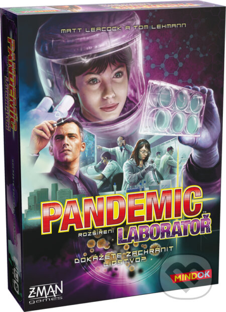 Společenská hra: Pandemic: Laboratoř (Matt Leacock a Tom Lehmann). Mindok, 2016 Společenská hra: Pandemic: Laboratoř (Matt Leacock a Tom Lehmann). Mindok, 2016