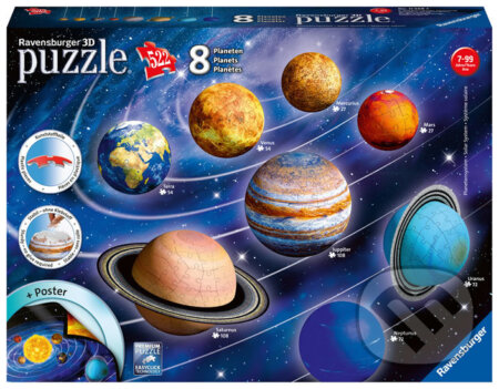 Puzzle: 3D puzzle Planetární soustava (Ravensburger). Ravensburger, 2020 Puzzle: 3D puzzle Planetární soustava (Ravensburger). Ravensburger, 2020