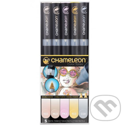 Set Chameleon tónovací fixy, 5ks - pastelové tóny (Chameleon). Chameleon, 2019 Set Chameleon tónovací fixy, 5ks - pastelové tóny (Chameleon). Chameleon, 2019