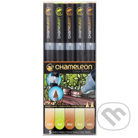 Set Chameleon tónovací fixy, 5ks - zemité tóny (Chameleon). Chameleon, 2019 Set Chameleon tónovací fixy, 5ks - zemité tóny (Chameleon). Chameleon, 2019