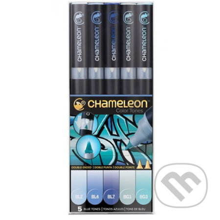 Set Chameleon tónovací fixy, 5ks - modré tóny (Chameleon). Chameleon, 2019 Set Chameleon tónovací fixy, 5ks - modré tóny (Chameleon). Chameleon, 2019