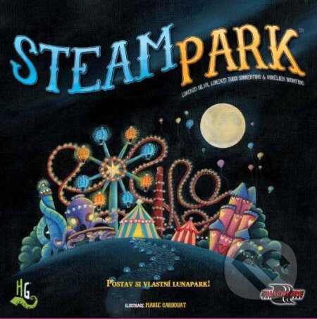 Společenská hra: Steam Park CZ (Aureliano Buonfino, Lorenzo Silva a Lorenzo Tucci). ADC BF, 2020 Společenská hra: Steam Park CZ (Aureliano Buonfino, Lorenzo Silva a Lorenzo Tucci). ADC BF, 2020