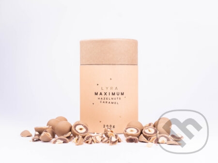 Kávy a čaje: Lyra maximum hazelnuts caramel: Čerstvé pražené lieskové oriešky v nugáte a slanom karameli (Lyra). Lyra, 2020 Kávy a čaje: Lyra maximum hazelnuts caramel: Čerstvé pražené lieskové oriešky v nugáte a slanom karameli (Lyra). Lyra, 2020