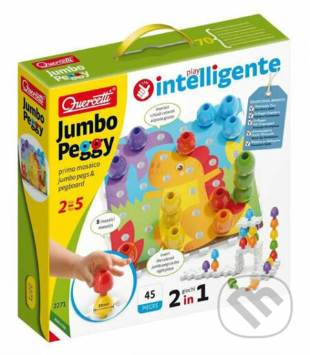 Společenská hra: Jumbo Peggy jumbo pegs & pegboard - mozaika s velkými kolíčky (Quercetti). Quercetti, 2020 Společenská hra: Jumbo Peggy jumbo pegs & pegboard - mozaika s velkými kolíčky (Quercetti). Quercetti, 2020