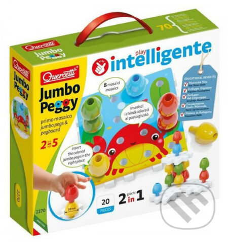Společenská hra: Jumbo Peggy jumbo pegs & pegboard - mozaika s velkými kolíčky (Quercetti). Quercetti, 2020 Společenská hra: Jumbo Peggy jumbo pegs & pegboard - mozaika s velkými kolíčky (Quercetti). Quercetti, 2020
