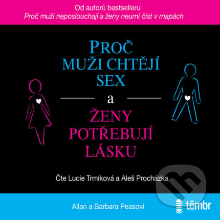 Audiokniha: Proč muži chtějí sex a ženy potřebují lásku (Allan Pease a Barbara Peaseová). Témbr, 2020 Audiokniha: Proč muži chtějí sex a ženy potřebují lásku (Allan Pease a Barbara Peaseová). Témbr, 2020