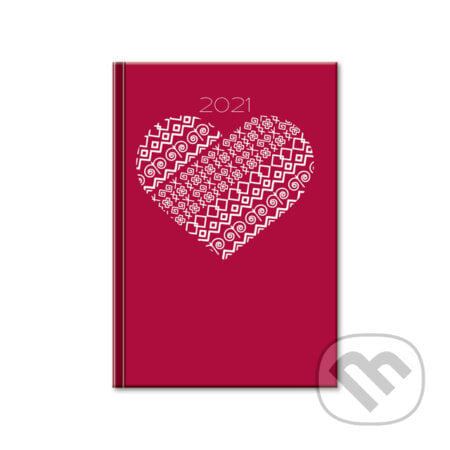 Denný diár Print Srdce 2021 červený, Spektrum grafik, 2020
