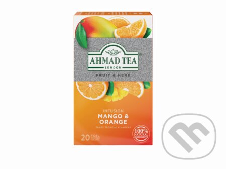 Kávy a čaje: Mango & Orange ovocný čaj (AHMAD TEA). AHMAD TEA, 2020 Kávy a čaje: Mango & Orange ovocný čaj (AHMAD TEA). AHMAD TEA, 2020