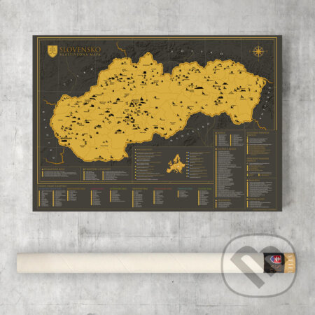 Stieracia mapa Slovenska v štandardnom hnedom tubuse, 68travel