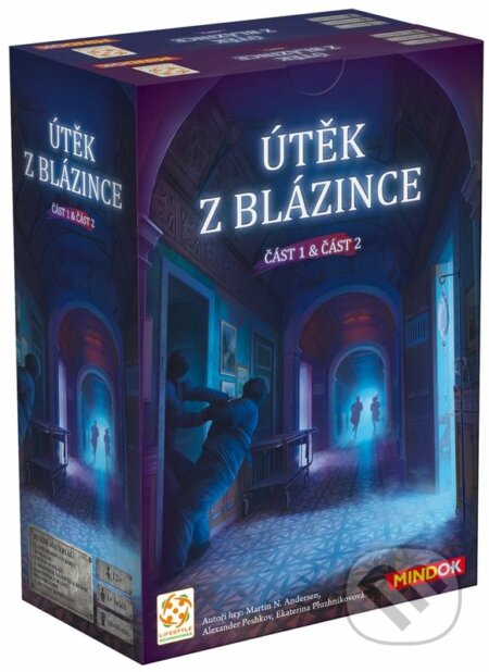 Spoločenská hra: Útěk z blázince - část 1 + 2 (Mindok). Mindok, 2020 Spoločenská hra: Útěk z blázince - část 1 + 2 (Mindok). Mindok, 2020