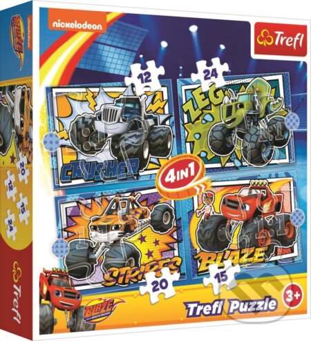 Puzzle: Plamínek a čtyřkoláci 4v1: S přáteli (Trefl). Trefl, 2020 Puzzle: Plamínek a čtyřkoláci 4v1: S přáteli (Trefl). Trefl, 2020