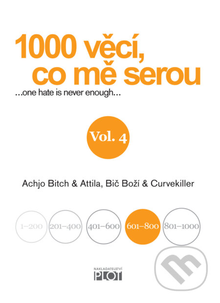 E-kniha: 1000 věcí, co mě serou 4 (Achjo Bitch, Atilla Bič Boží a Curvekiller). Plot, 2014 E-kniha: 1000 věcí, co mě serou 4 (Achjo Bitch, Atilla Bič Boží a Curvekiller). Plot, 2014