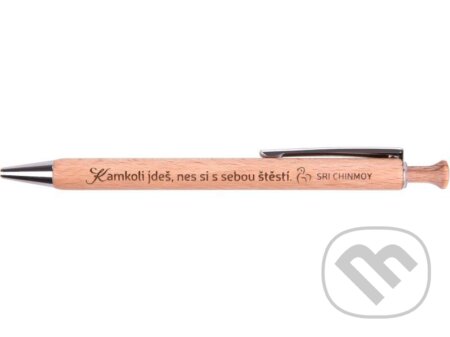 Dřevěná propiska "Kamkoli jdeš, nes si s sebou štěstí" (Sri Chinmoy). Madal Bal, 2020 Dřevěná propiska "Kamkoli jdeš, nes si s sebou štěstí" (Sri Chinmoy). Madal Bal, 2020