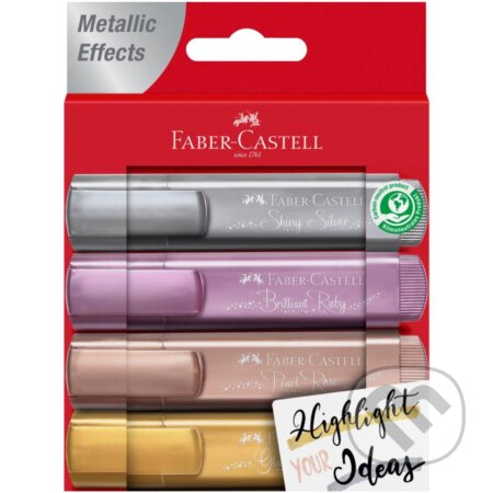 Zvýrazňovač Metallic 1546/4 set (Faber-Castell). Faber-Castell, 2020 Zvýrazňovač Metallic 1546/4 set (Faber-Castell). Faber-Castell, 2020