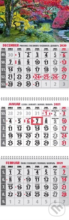 Klasik 3-mesačný sivý nástenný kalendár 2021 - park, Spektrum grafik, 2020