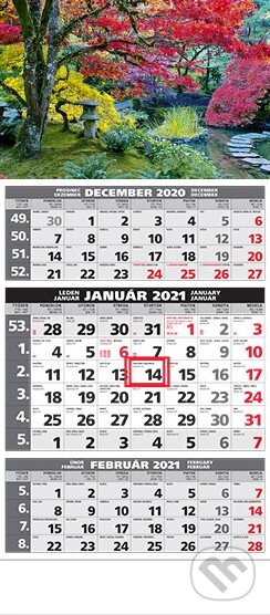 Štandard 3-mesačný sivý nástenný kalendár 2021 - park, Spektrum grafik, 2020