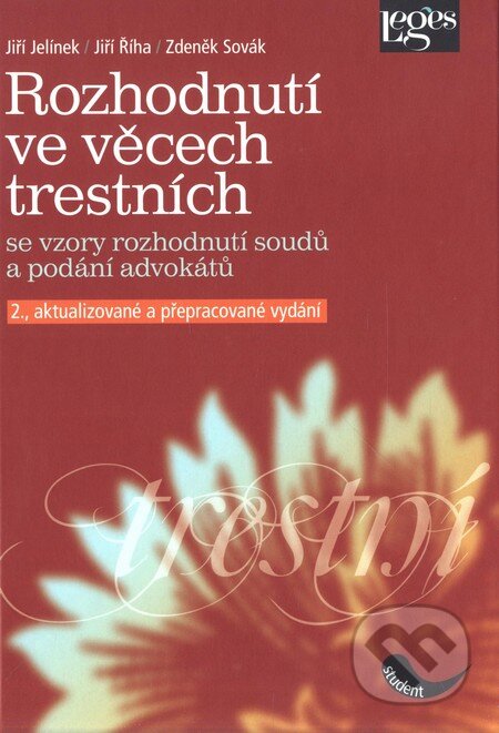 Kniha: Rozhodnutí ve věcech trestních se vzory rozhodnutí soudů a podání advokátů (Jiří Jelínek a kolektív). Leges, 2008 Kniha: Rozhodnutí ve věcech trestních se vzory rozhodnutí soudů a podání advokátů (Jiří Jelínek a kolektív). Leges, 2008